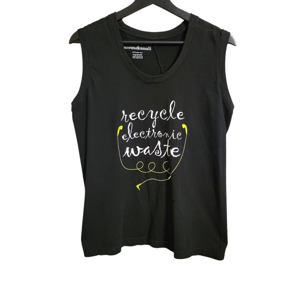 Norma Kamali Black Organic Cotton Tank Top